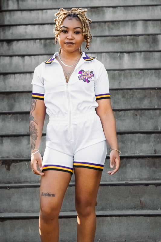 Women's White Mardi Gras Romper