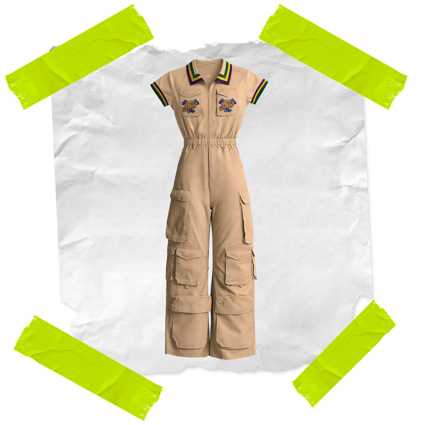 Women's Khaki Mardi Gras Long Romper