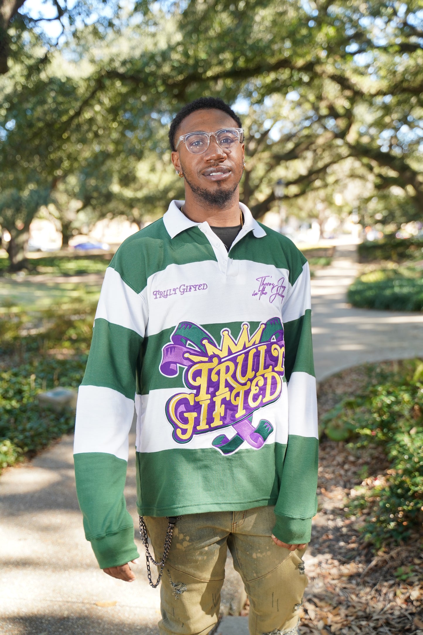 Adult & Youth Green Mardi Gras Polo