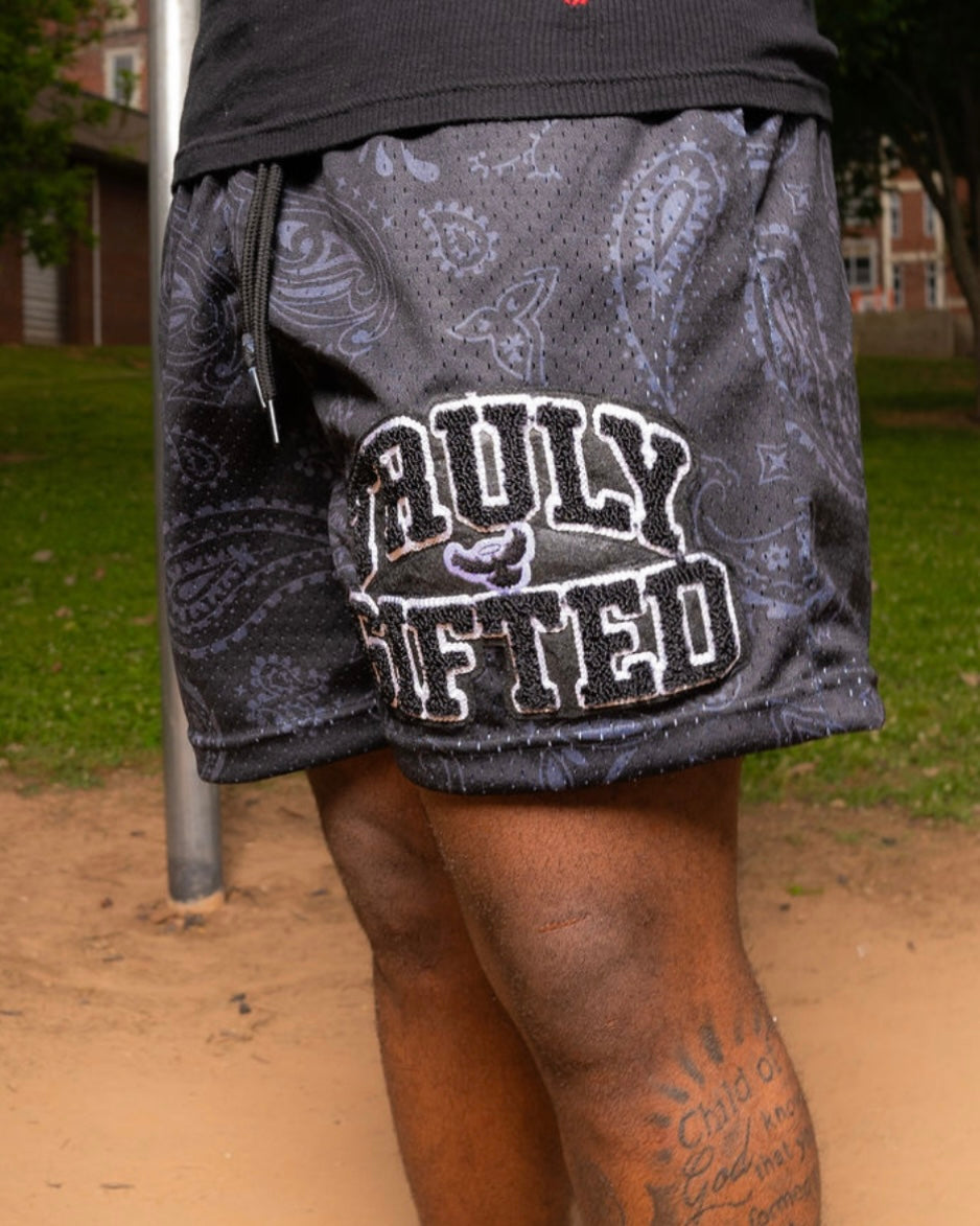 Bandana Print Mesh Shorts