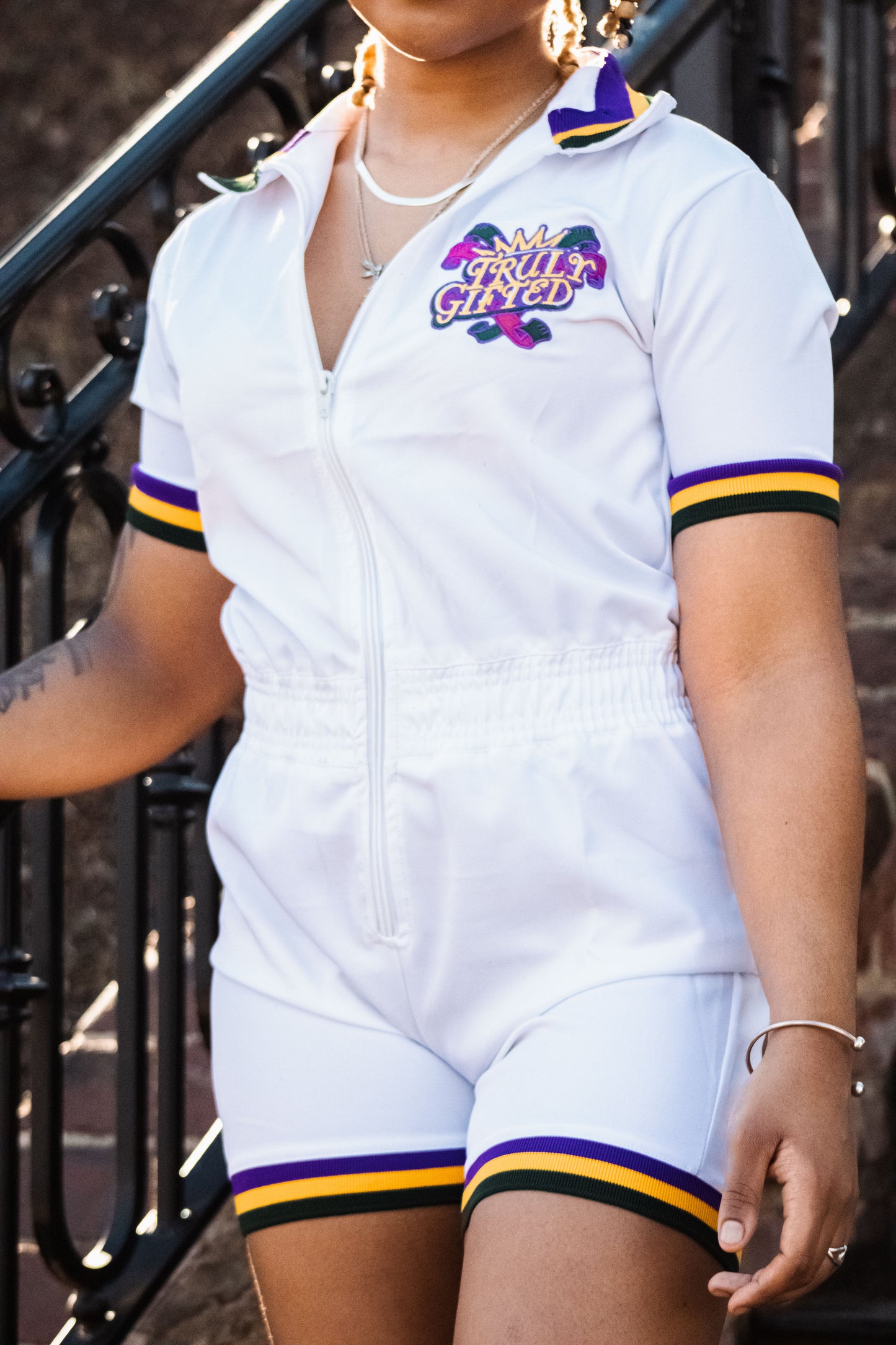 Women's White Mardi Gras Romper