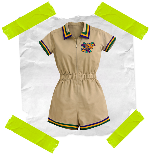 Women's Khaki Mardi Gras Romper
